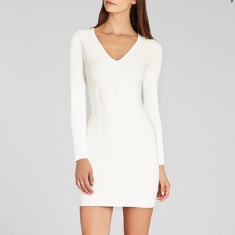 BCBG Long-Sleeved Bandage Dress - White